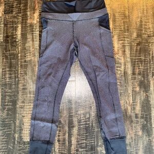 Lululemon Leggings - Black & Grey Mesh Panel Detail | Size 8